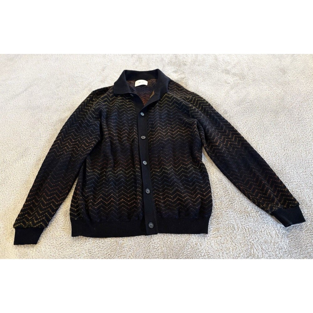 NN.07 Thor Button Cardigan Sweater Men's L Multi Shades Striped Wool Blend